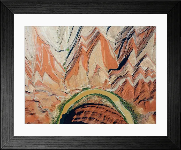 Framed Print : Aerial view of river and Rock formation, Utah, USA Framed Print : Aerial view of river and Rock formation, Utah, USA