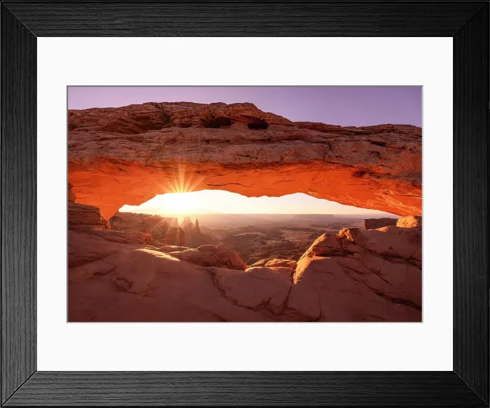 Framed Print : Canyonlands valley at sunrise, framed by Mesa Arch, Utah, USA