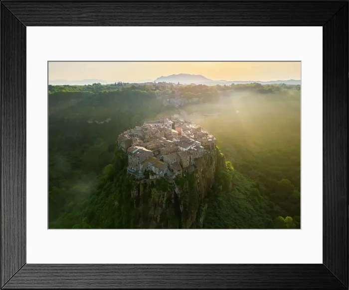 Framed Print : The small town of Calcata Vecchia at sunrise. Calcata, Viterbo district, Lazio, Italy