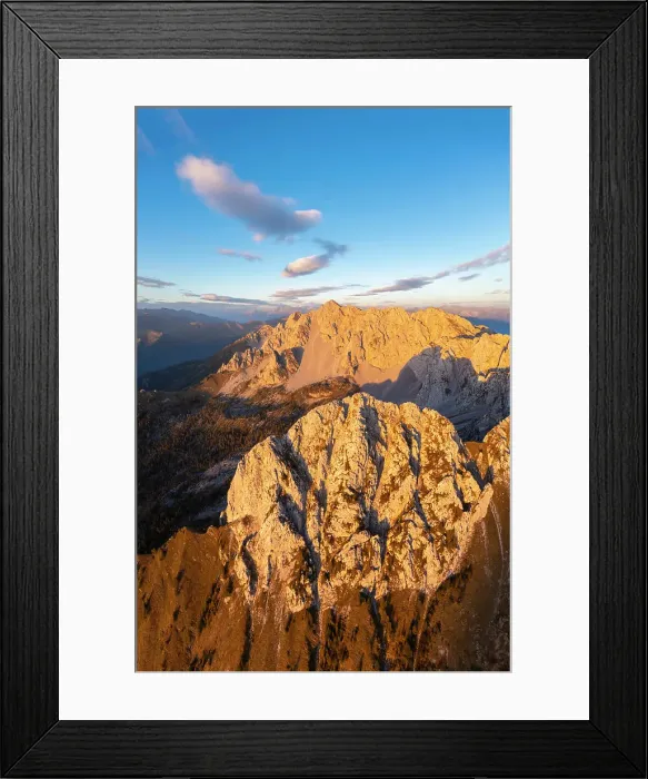 Framed Print : Aerial view of the Corna di San Fermo and Cima Moren, part of Pizzo Camino, at sunset. Borno, Valcamonica, brescia district, Lombardy, Italy Framed Print : Aerial view of the Corna di San Fermo and Cima Moren, part of Pizzo Camino, at sunset. Borno, Valcamonica, brescia district, Lombardy, Italy