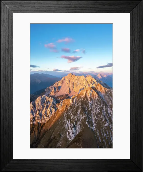 Framed Print : Aerial view of the Corna di San Fermo and Cima Moren, part of Pizzo Camino, at sunset. Borno, Valcamonica, brescia district, Lombardy, Italy Framed Print : Aerial view of the Corna di San Fermo and Cima Moren, part of Pizzo Camino, at sunset. Borno, Valcamonica, brescia district, Lombardy, Italy