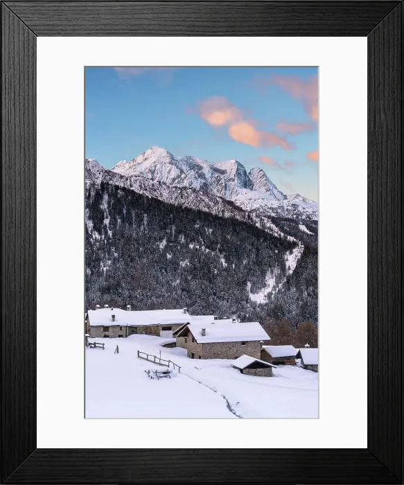 Framed Print : Sunrise in Ponte di Legno, Vescasa Alta, Brescia province, Lombardy, Italy Framed Print : Sunrise in Ponte di Legno, Vescasa Alta, Brescia province, Lombardy, Italy
