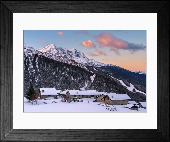 Framed Print : Sunrise in Ponte di Legno, Vescasa Alta, Brescia province, Lombardy, Italy Framed Print : Sunrise in Ponte di Legno, Vescasa Alta, Brescia province, Lombardy, Italy