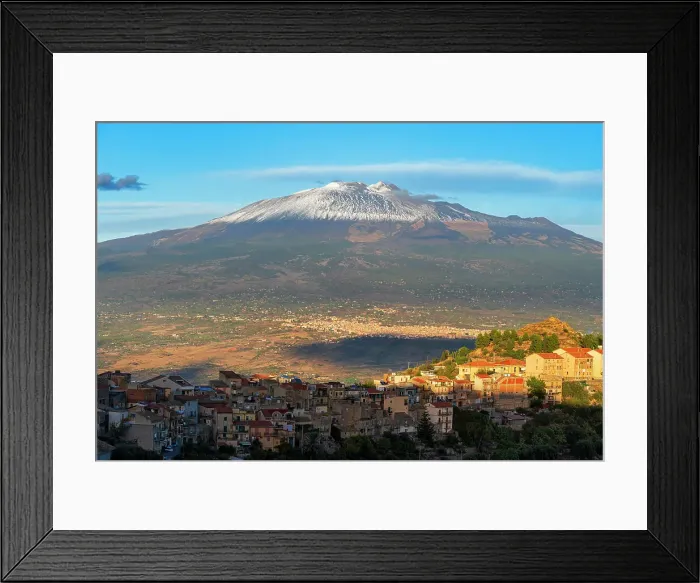 Framed Print : Centuripe old town seen from the drone with mount Etna in the background, winter view, Centuripe, Enna province, Sicily, Italy Framed Print : Centuripe old town seen from the drone with mount Etna in the background, winter view, Centuripe, Enna province, Sicily, Italy