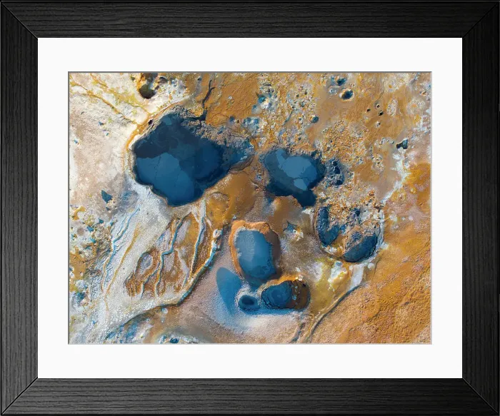 Framed Print : Aerial view of the beautiful geothermal area near to Myvatn Lake during a summer day, Iceland Framed Print : Aerial view of the beautiful geothermal area near to Myvatn Lake during a summer day, Iceland