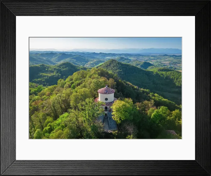 Framed Print : Aerial view of the Sacro Monte of Crea, Alessandria district, Piedmont, Italy Framed Print : Aerial view of the Sacro Monte of Crea, Alessandria district, Piedmont, Italy