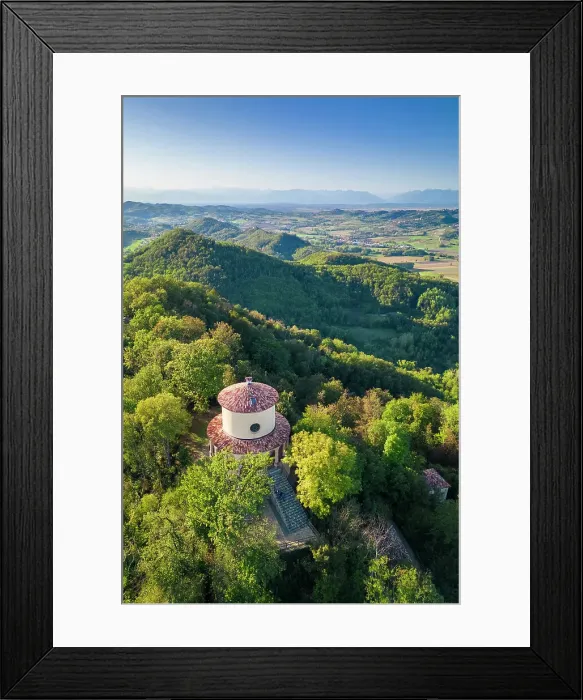 Framed Print : Aerial view of the Sacro Monte of Crea, Alessandria district, Piedmont, Italy Framed Print : Aerial view of the Sacro Monte of Crea, Alessandria district, Piedmont, Italy