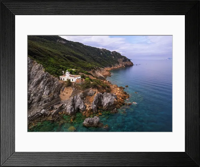 Framed Print : Lighthouse of Capo Negro on the wild rocky island of Zannone, Ponza municipality, Pontine islands, Tyrrhenian Sea, Circeo National Park, Latina province, Latium, Italy Framed Print : Lighthouse of Capo Negro on the wild rocky island of Zannone, Ponza municipality, Pontine islands, Tyrrhenian Sea, Circeo National Park, Latina province, Latium, Italy