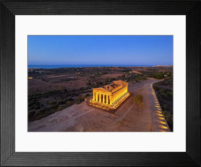Framed Print : Aerial picture of the greek temple of Concordia, Akragas, Temples valley of Agrigento, UNESCO world heritage site, Agrigento, Sicily, Italy Framed Print : Aerial picture of the greek temple of Concordia, Akragas, Temples valley of Agrigento, UNESCO world heritage site, Agrigento, Sicily, Italy