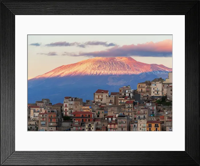 Framed Print : Centuripe historic center with the mount Etna (volcano) covered with snow at sunset, Centuripe, Enna province, Sicily, Italy Framed Print : Centuripe historic center with the mount Etna (volcano) covered with snow at sunset, Centuripe, Enna province, Sicily, Italy
