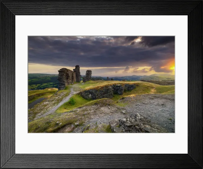 Framed Print : Dinas Bran Castle at sunset during summer, Llangollen, Denbighshire, Wales, United Kingdom Framed Print : Dinas Bran Castle at sunset during summer, Llangollen, Denbighshire, Wales, United Kingdom