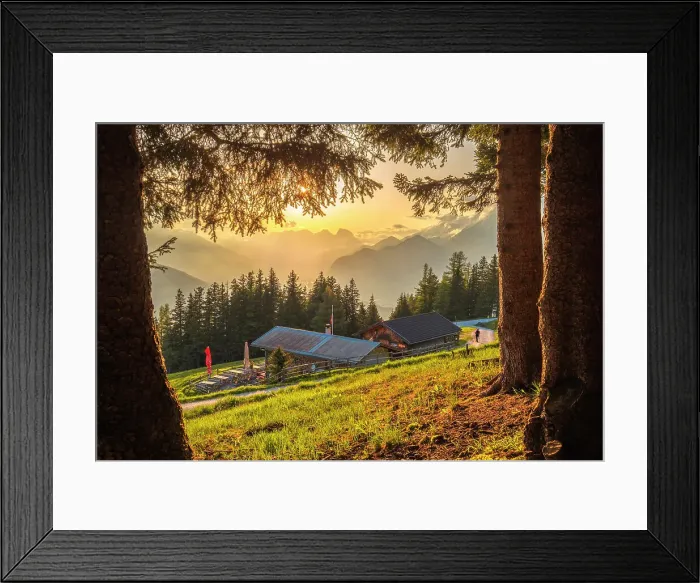Framed Print : The view over the Patscher Alm alpine hut and the upper Inn valley, , Patscherkofel mountain, Patsch, Innsbruck Land, Austria Framed Print : The view over the Patscher Alm alpine hut and the upper Inn valley, , Patscherkofel mountain, Patsch, Innsbruck Land, Austria