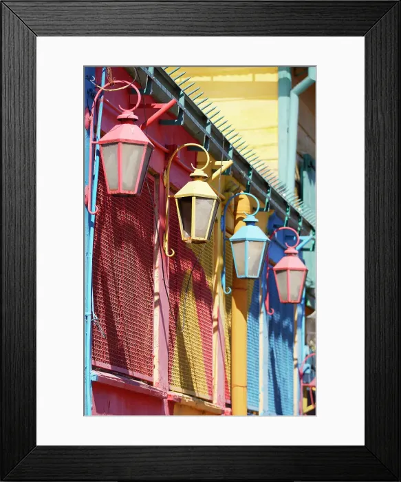 Framed Print : Colorful street lamps in the Caminito de la Boca, Buenos Aires, Argentina