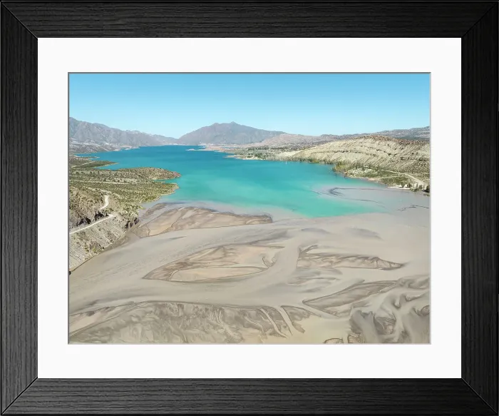 Framed Print : Aerial view of the waters of the Mendoza River blending into the Potrerillos Lake Dam, Andes Mountains, Lujan de Cuyo, Mendoza, Argentina Framed Print : Aerial view of the waters of the Mendoza River blending into the Potrerillos Lake Dam, Andes Mountains, Lujan de Cuyo, Mendoza, Argentina