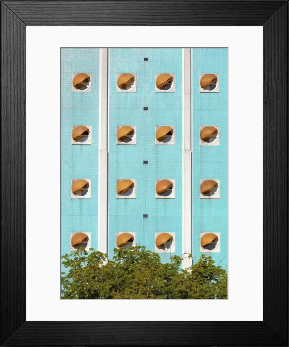 Framed Print : Windows over the main facade of the Hospital Naval Dr. Pedro Mallo designed in brutalist architecture by architect Clorindo Testa, Caballito, Buenos Aires, Argentina Framed Print : Windows over the main facade of the Hospital Naval Dr. Pedro Mallo designed in brutalist architecture by architect Clorindo Testa, Caballito, Buenos Aires, Argentina