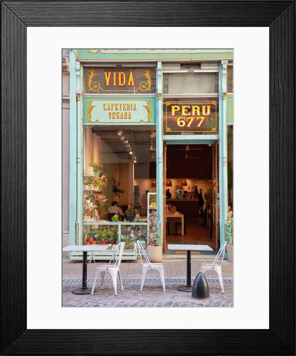 Framed Print : A colorful vegan cafe in the San Telmo district, Buenos Aires, Argentina Framed Print : A colorful vegan cafe in the San Telmo district, Buenos Aires, Argentina