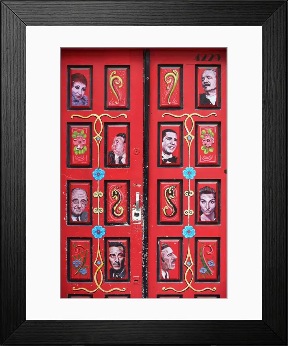 Framed Print : A door painted with Fileteado art in the district of Palermo, Buenos Aires, Argentina