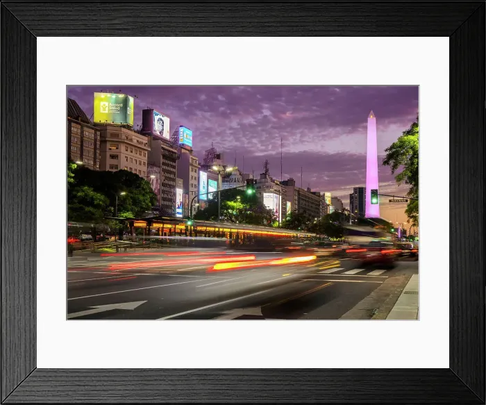 Framed Print : The 9 de Julio Avenue at twilight, with the Oblelisk in background, San Nicolas, Buenos Aires, Argentina Framed Print : The 9 de Julio Avenue at twilight, with the Oblelisk in background, San Nicolas, Buenos Aires, Argentina