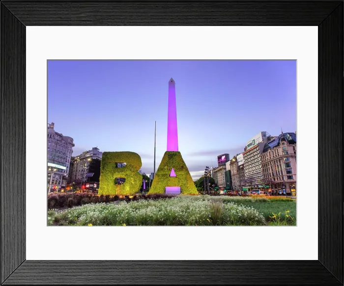 Framed Print : The Obelisk monument illuminated at sunrise, San Nicolas, Buenos Aires, Argentina Framed Print : The Obelisk monument illuminated at sunrise, San Nicolas, Buenos Aires, Argentina
