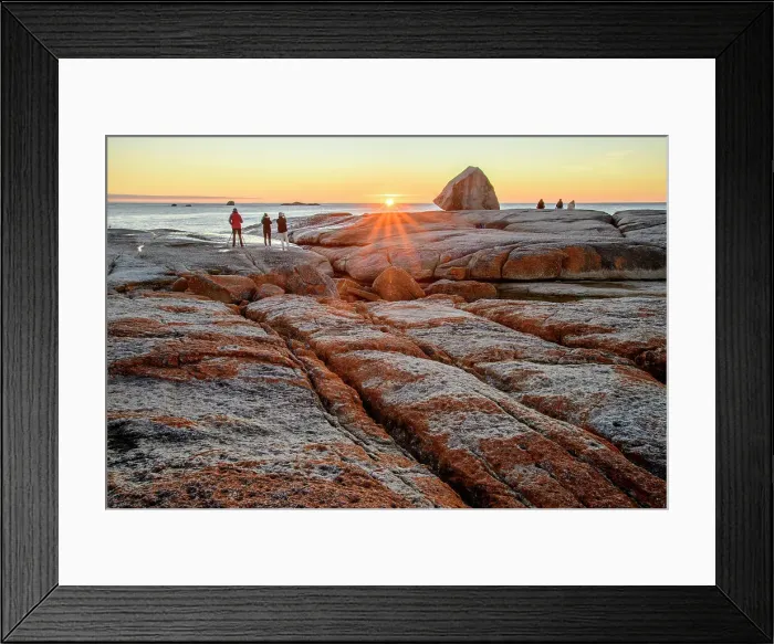 Framed Print : Australia, Tasmania, East Coast, Bicheno, Blowhole, people watching sunrise Framed Print : Australia, Tasmania, East Coast, Bicheno, Blowhole, people watching sunrise