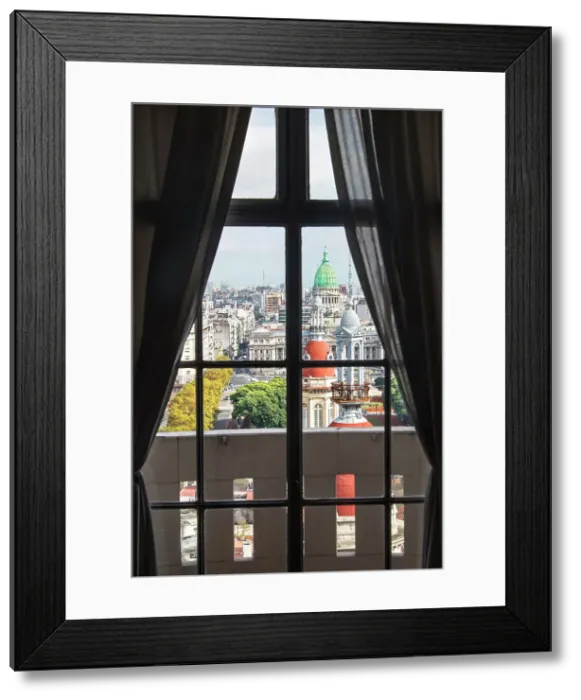 Framed Print : The Argentine National Congress and La Inmobiliaria domes seen from a window of the Palacio Barolo building, Monserrat, Buenos Aires, Argentina Framed Print : The Argentine National Congress and La Inmobiliaria domes seen from a window of the Palacio Barolo building, Monserrat, Buenos Aires, Argentina
