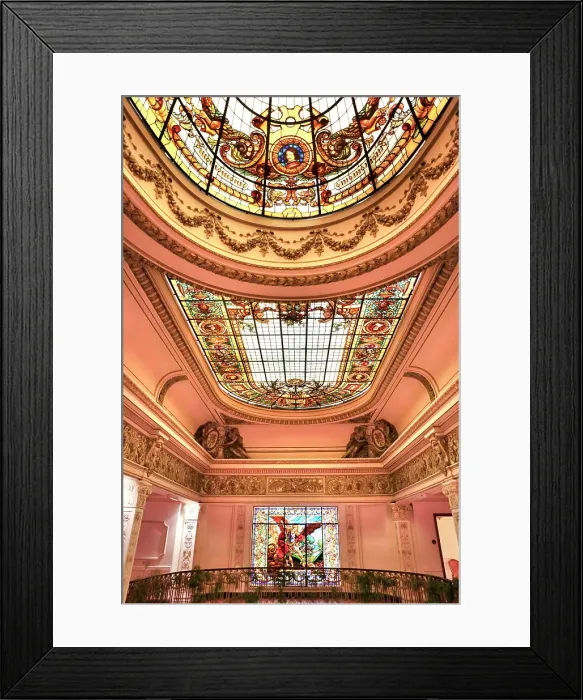 Framed Print : Interior ceiling stained glass vitreaux of the Palacio San Miguel mansion, Monserrat, Buenos Aires, Argentina