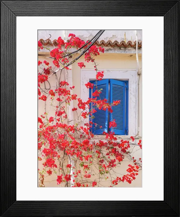 Framed Print : Blue shutters, Poros Island, Saronic Islands, Greece Framed Print : Blue shutters, Poros Island, Saronic Islands, Greece