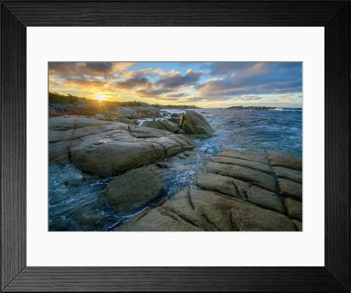 Framed Print : Australia, Tasmania, East Coast, bay of Fires, Eddystone, sunset Framed Print : Australia, Tasmania, East Coast, bay of Fires, Eddystone, sunset