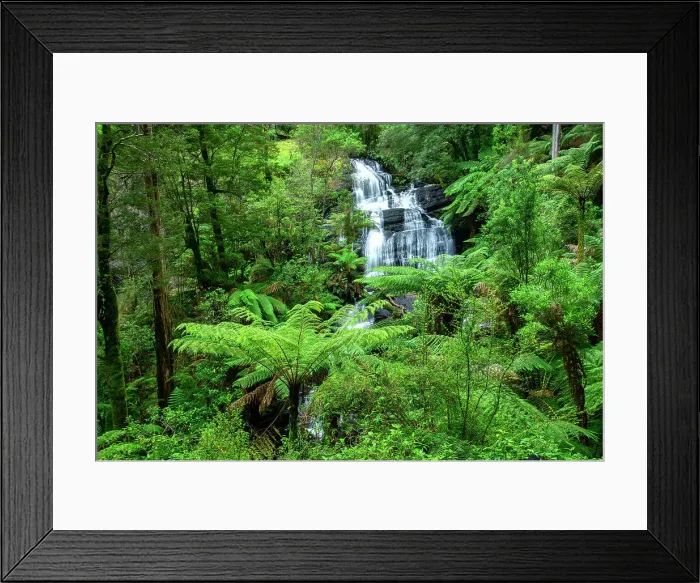Framed Print : Australia; Victoria; Great Ocean Road, Apollo, Otway National Park, Triplet falls Framed Print : Australia; Victoria; Great Ocean Road, Apollo, Otway National Park, Triplet falls