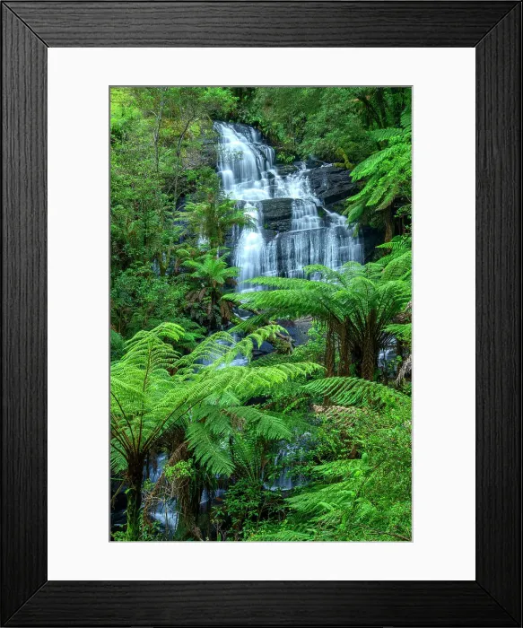 Framed Print : Australia; Victoria; Great Ocean Road, Apollo, Otway National Park, Triplet falls Framed Print : Australia; Victoria; Great Ocean Road, Apollo, Otway National Park, Triplet falls