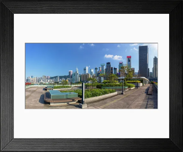 Framed Print : Wan Chai ferry pier rooftop and skyline, Hong Kong Framed Print : Wan Chai ferry pier rooftop and skyline, Hong Kong