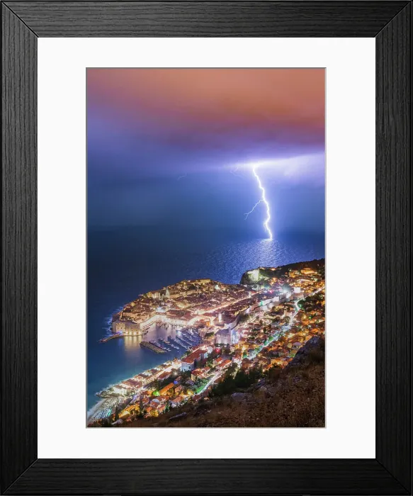 Framed Print : Lightning storm over Dubrovnik, Dalmatian Coast, Adriatic, Croatia Framed Print : Lightning storm over Dubrovnik, Dalmatian Coast, Adriatic, Croatia