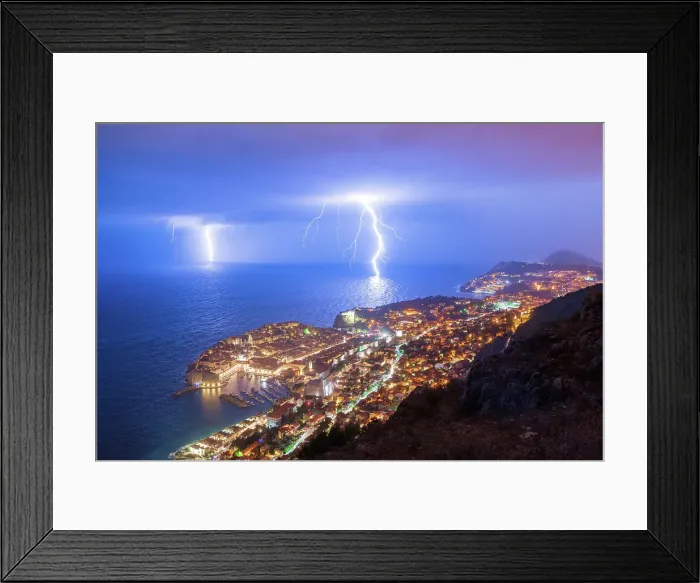 Framed Print : Lightning storm over Dubrovnik, Dalmatian Coast, Adriatic, Croatia Framed Print : Lightning storm over Dubrovnik, Dalmatian Coast, Adriatic, Croatia