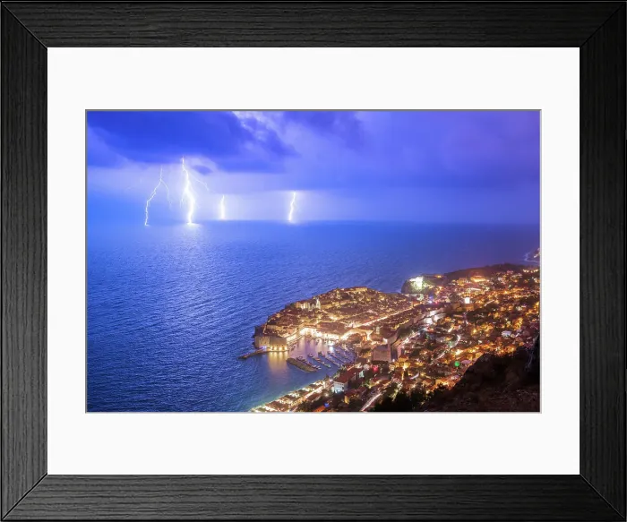 Framed Print : Lightning storm over Dubrovnik, Dalmatian Coast, Adriatic, Croatia Framed Print : Lightning storm over Dubrovnik, Dalmatian Coast, Adriatic, Croatia