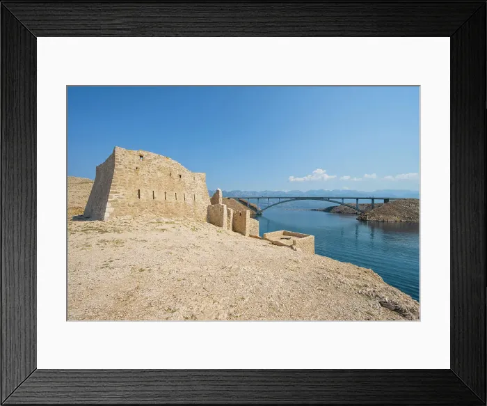 Framed Print : Fortica & Paski Most, Pag Town, Pag, Croatia Framed Print : Fortica & Paski Most, Pag Town, Pag, Croatia