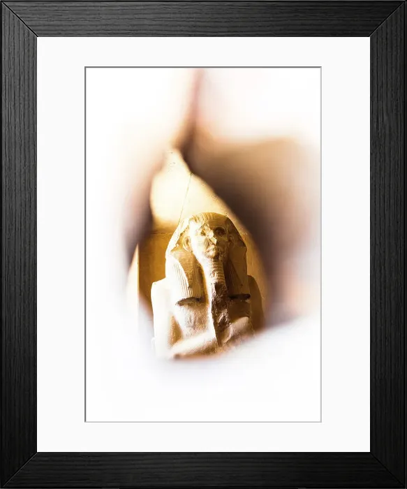 Framed Print : Statue of King Djoser view from a hole in the mortuary temple beside the Step Pyramid, Saqqara, Egypt Framed Print : Statue of King Djoser view from a hole in the mortuary temple beside the Step Pyramid, Saqqara, Egypt