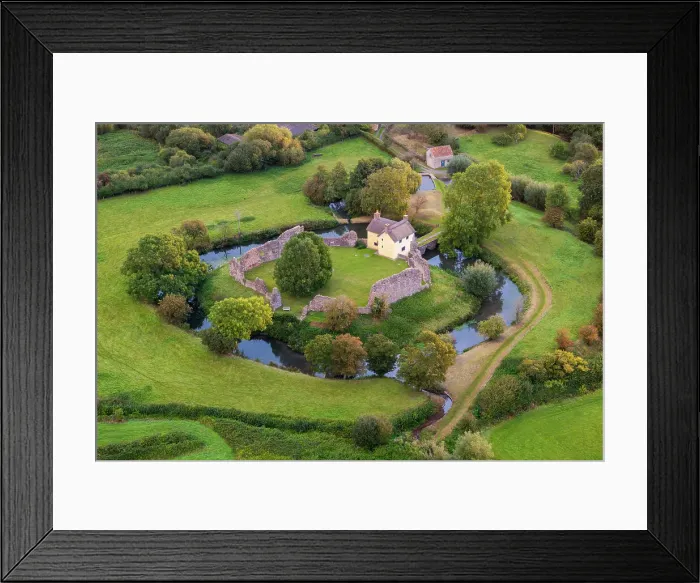 Framed Print : Aerial view of Stogursey Castle and moat, Stogursey, Somerset, England. Autumn (September) 2023 Framed Print : Aerial view of Stogursey Castle and moat, Stogursey, Somerset, England. Autumn (September) 2023