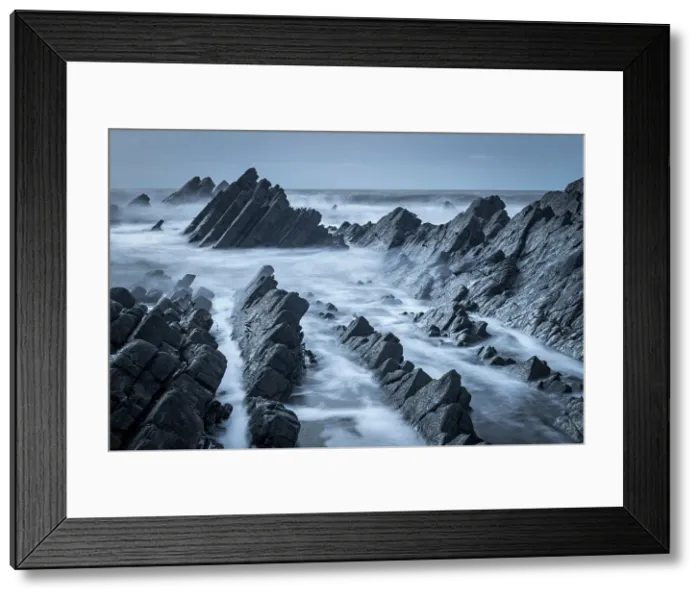 Framed Print : Dramatic rocks on the North Devon coast, England. Winter (January) 2018 Framed Print : Dramatic rocks on the North Devon coast, England. Winter (January) 2018