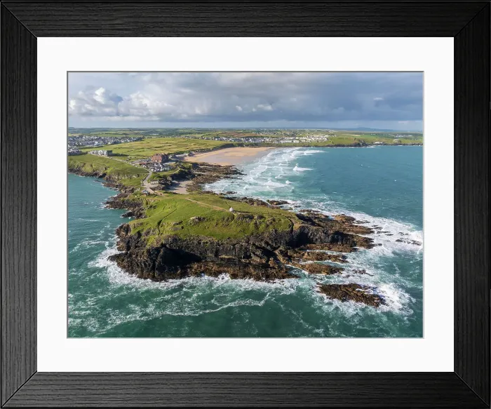 Framed Print : Aerial view of Towan Head in Newquay, Cornwall, England. Summer (June) 2024 Framed Print : Aerial view of Towan Head in Newquay, Cornwall, England. Summer (June) 2024