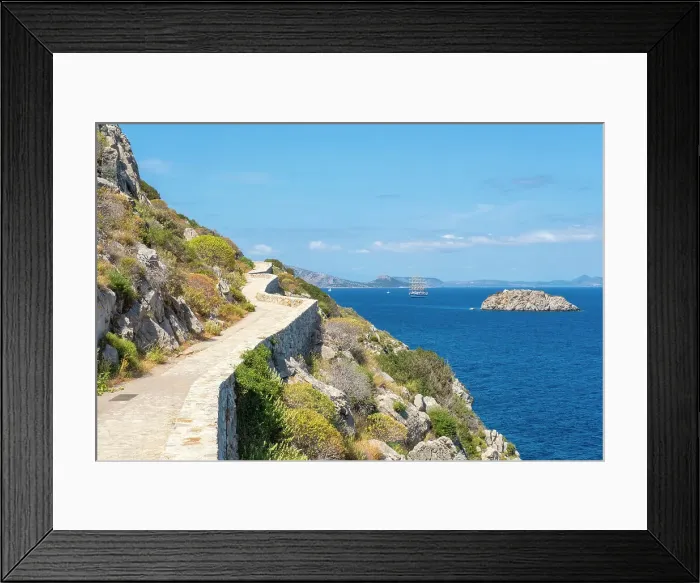 Framed Print : Coastal path west of Hydra Town, Hydra (Ydra), Saronic Islands, Greece Framed Print : Coastal path west of Hydra Town, Hydra (Ydra), Saronic Islands, Greece