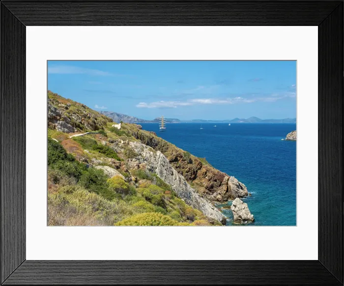 Framed Print : Coastal path west of Hydra Town, Hydra (Ydra), Saronic Islands, Greece Framed Print : Coastal path west of Hydra Town, Hydra (Ydra), Saronic Islands, Greece