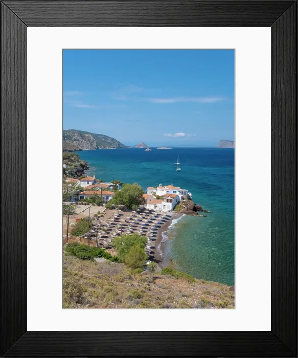 Framed Print : Vlichos beach, Hydra Town, Hydra (Ydra), Saronic Islands, Greece Framed Print : Vlichos beach, Hydra Town, Hydra (Ydra), Saronic Islands, Greece