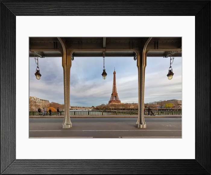 Framed Print : Pont de Bir-Hakeim bridge with Eiffel Tower, Invalides, Paris, Ile de France, France