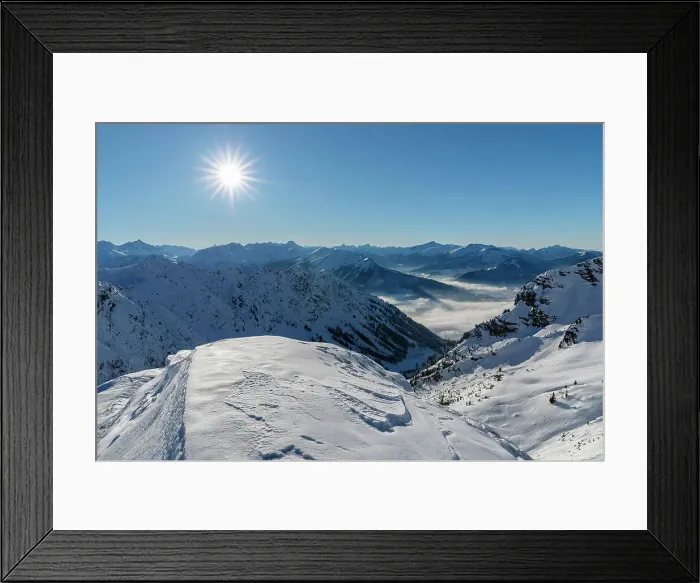 Framed Print : View from Nebelhorn over Oberstdorf to Allgauer Alps, Oberstdorf, Swabia, Bavarian Alps, Bavaria, Germany