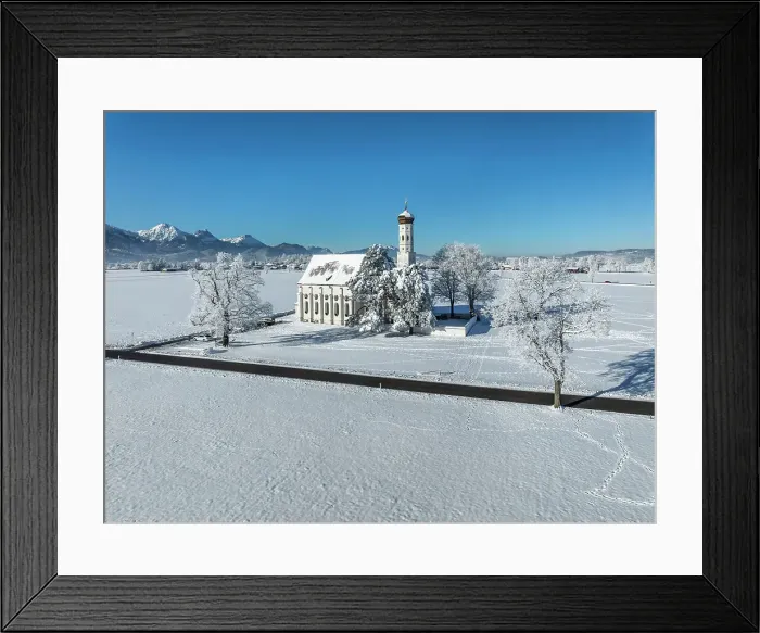 Framed Print : Pilgrimage Church of St. Coloman near Schwangau, Swabia, Bavarian Alps, Bavaria, Germany