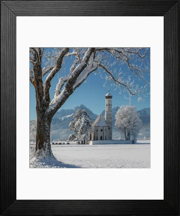 Framed Print : Pilgrimage Church of St. Coloman near Schwangau, Swabia, Bavarian Alps, Bavaria, Germany