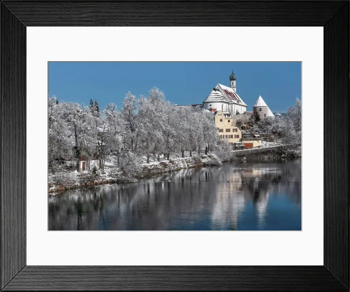 Framed Print : Heilig Geist Spital Church at Lech River, Fussen, Swabia, Bavarian Alps, Bavaria, Germany Framed Print : Heilig Geist Spital Church at Lech River, Fussen, Swabia, Bavarian Alps, Bavaria, Germany