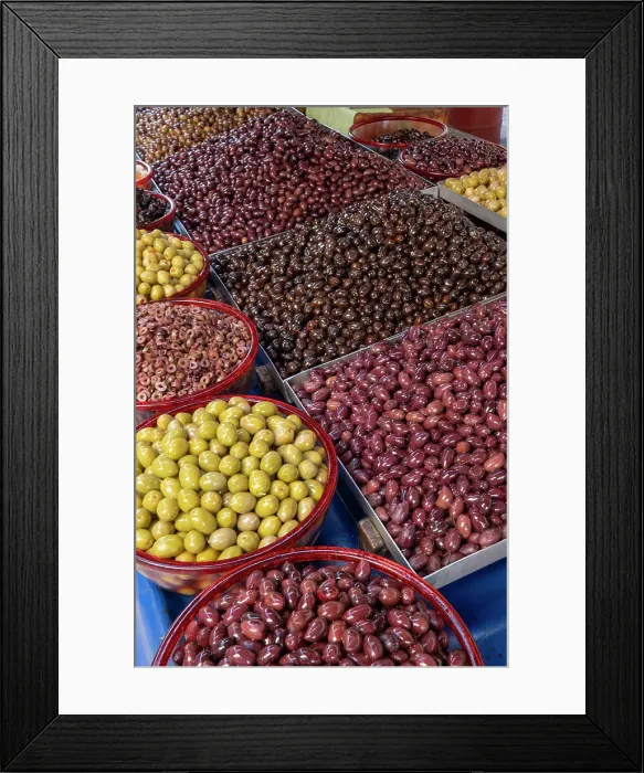 Framed Print : Olive for sale at a street market in Athens, Greece Framed Print : Olive for sale at a street market in Athens, Greece
