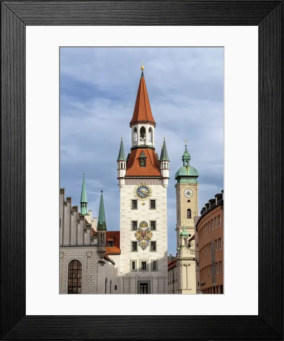 Framed Print : Town Hall & 14th century clock tower, Altes Rathaus, Munich, Bavaria, Germany Framed Print : Town Hall & 14th century clock tower, Altes Rathaus, Munich, Bavaria, Germany