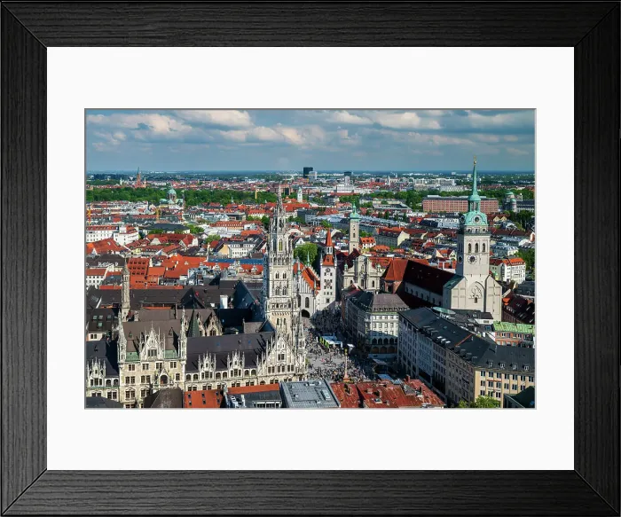 Framed Print : City skyline with Marienplatz, Munich, Bavaria, Germany Framed Print : City skyline with Marienplatz, Munich, Bavaria, Germany